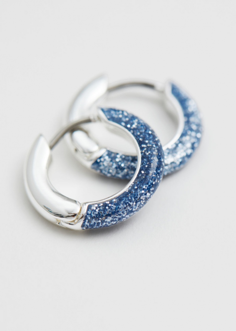 & Other Stories Sparkly Hoop Earrings Blu | NOS-SN114677