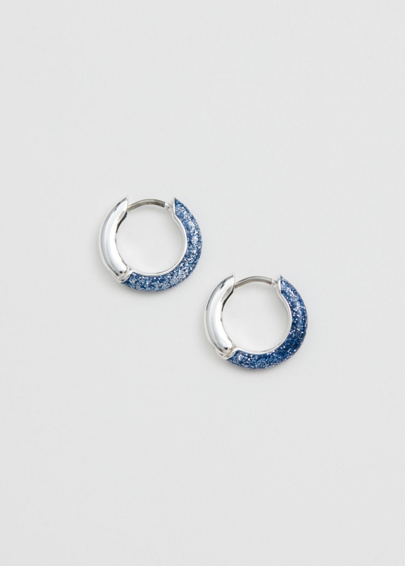 & Other Stories Sparkly Hoop Earrings Blu | NOS-SN114677