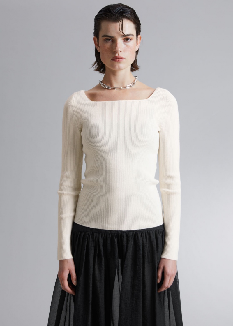 & Other Stories Square-Neck Knit Top Bianche | NOS-SN114015