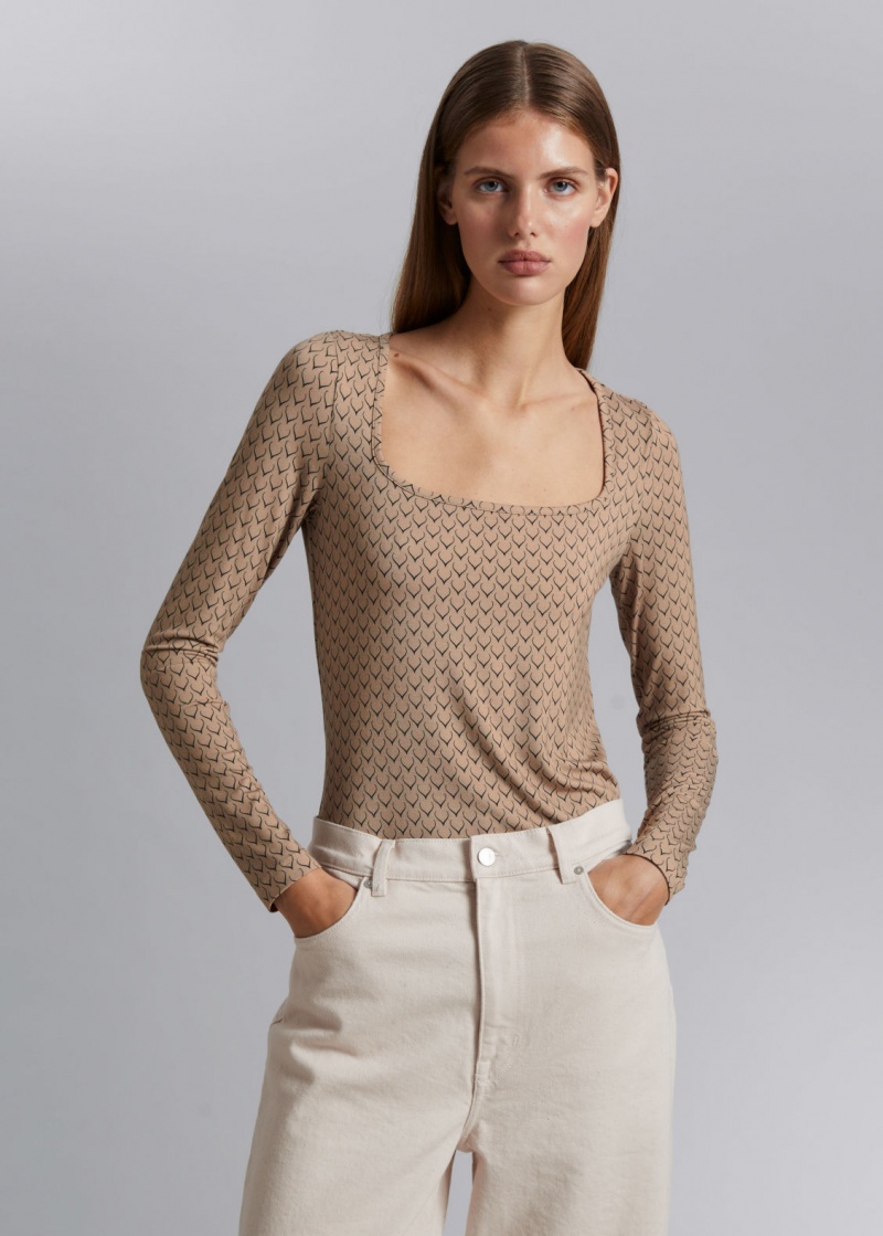 & Other Stories Square-Neck Top Beige | NOS-SN113995