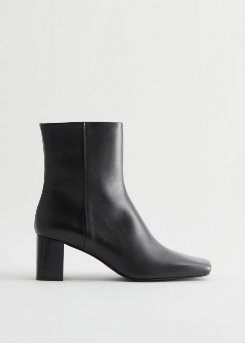 & Other Stories Squared Punta Pelle Boots Nere | NOS-SN114432