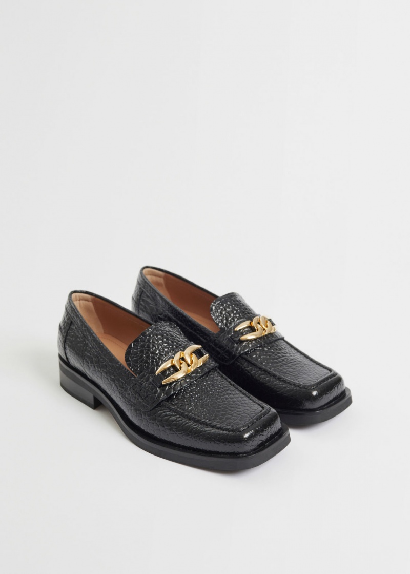 & Other Stories Squared Punta Pelle Loafers Nere | NOS-SN114418