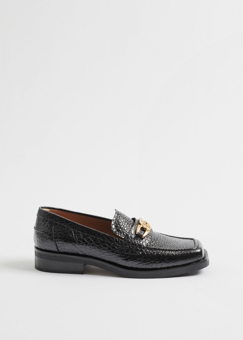 & Other Stories Squared Punta Pelle Loafers Nere | NOS-SN114418