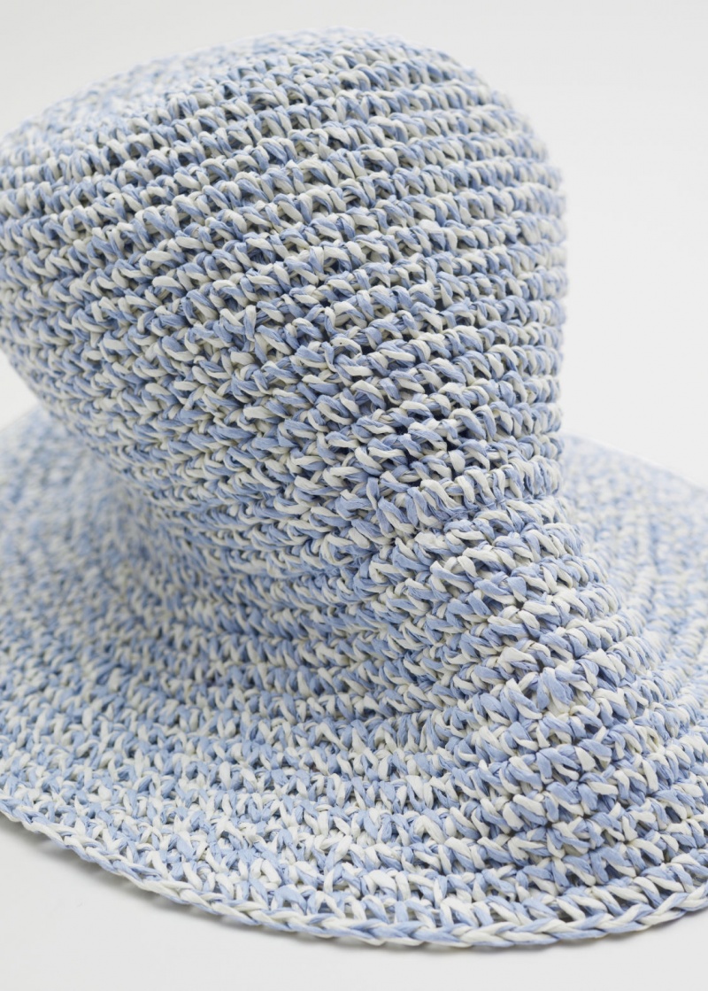 & Other Stories Straw Crochet Bucket Hat Blu | NOS-SN114644