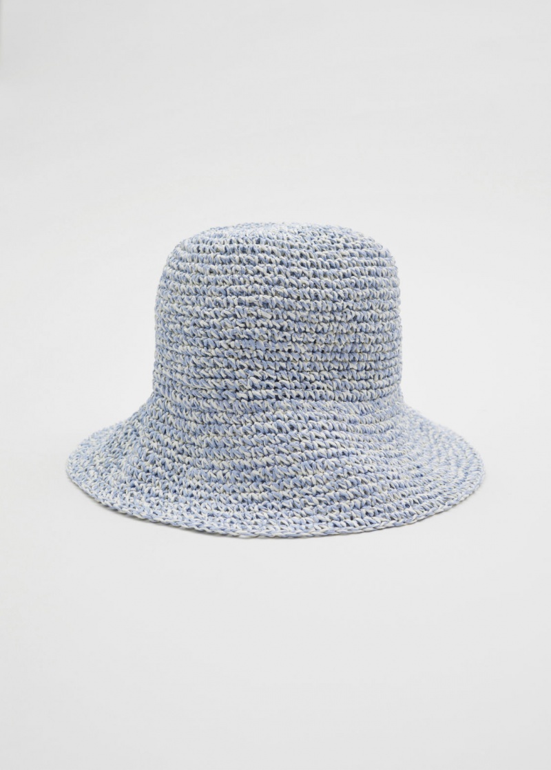 & Other Stories Straw Crochet Bucket Hat Blu | NOS-SN114644