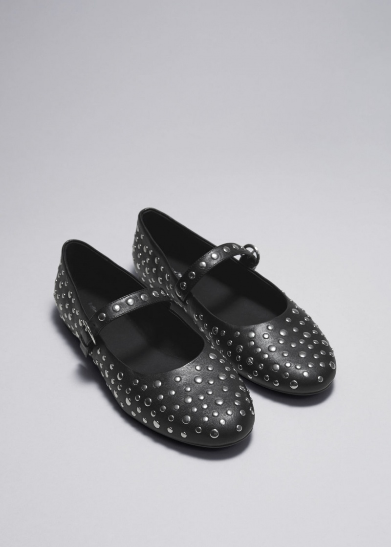 & Other Stories Studded Pelle Ballet Flats Nere | NOS-SN114422