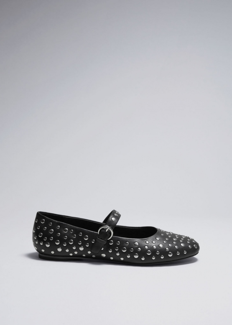 & Other Stories Studded Pelle Ballet Flats Nere | NOS-SN114422