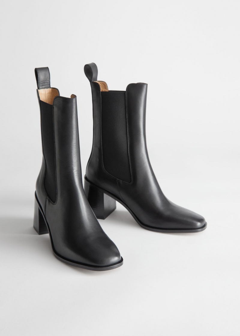 & Other Stories Tacco Pelle Chelsea Boots Nere | NOS-SN114437