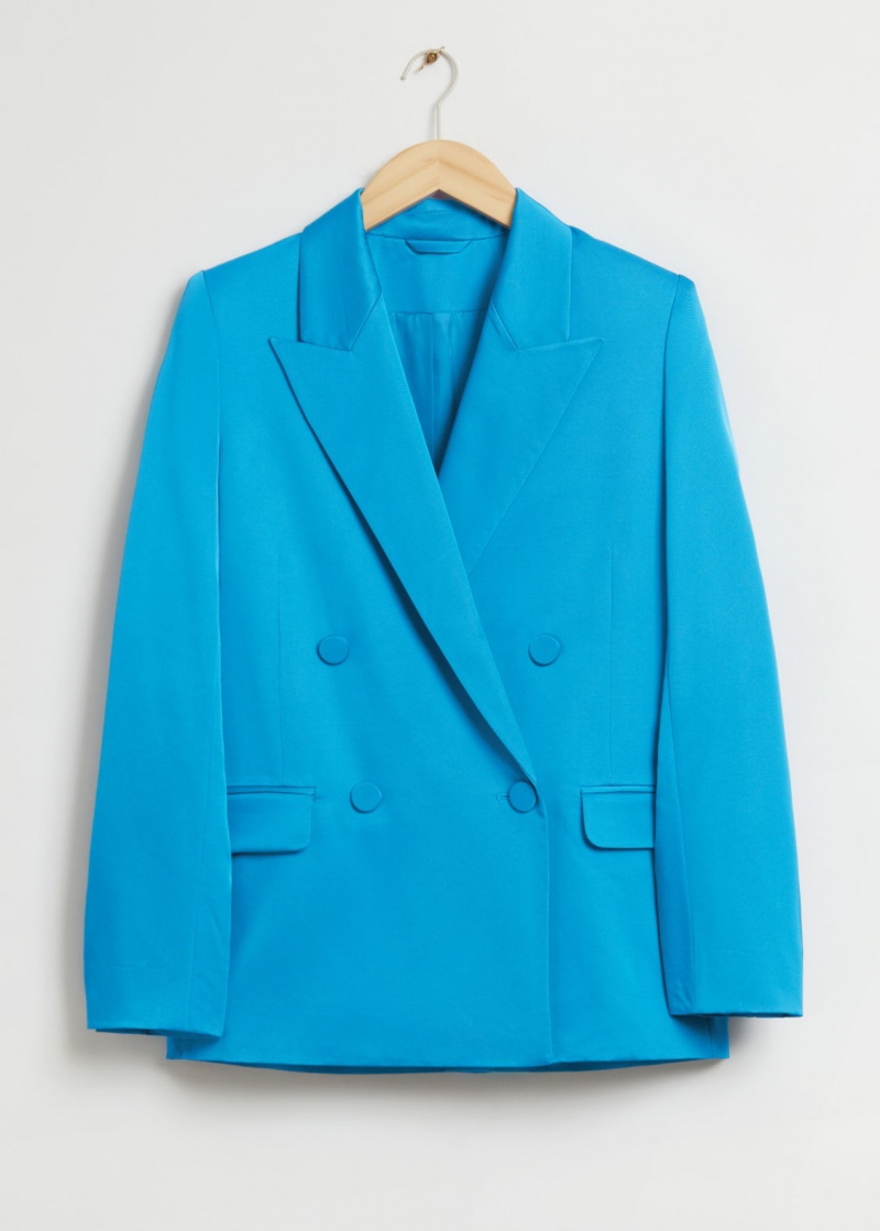 & Other Stories Tailored Double-Breasted Blazer Blu Chiaro | NOS-SN113725