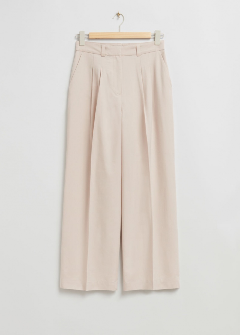 & Other Stories Tailored High-Vita Trousers Beige | NOS-SN114260