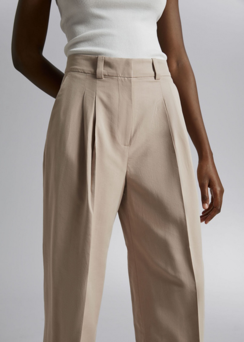 & Other Stories Tailored High-Vita Trousers Beige | NOS-SN114304