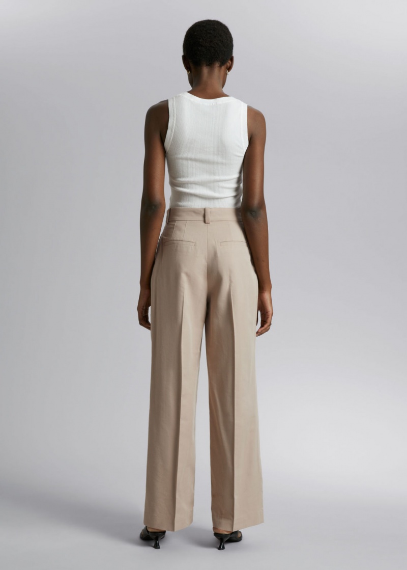 & Other Stories Tailored High-Vita Trousers Beige | NOS-SN114304