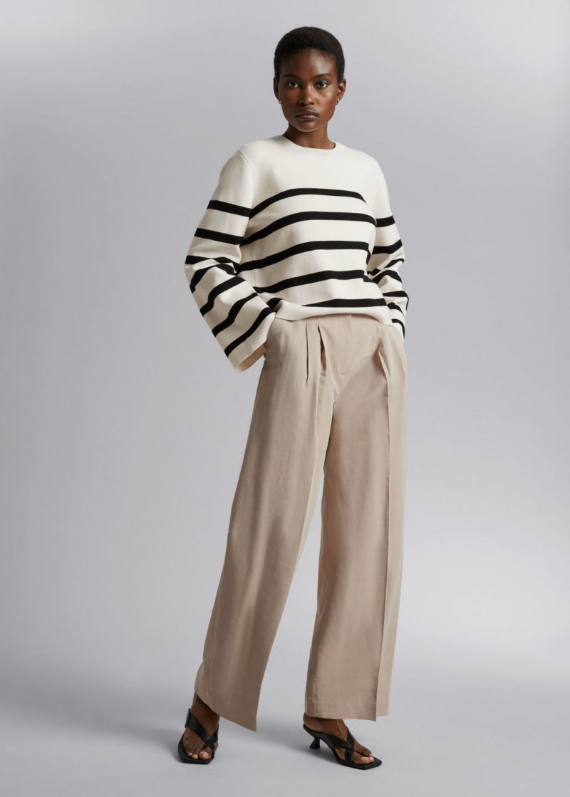 & Other Stories Tailored High-Vita Trousers Beige | NOS-SN114304