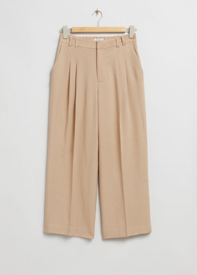 & Other Stories Tailored High Vita Trousers Beige | NOS-SN114276