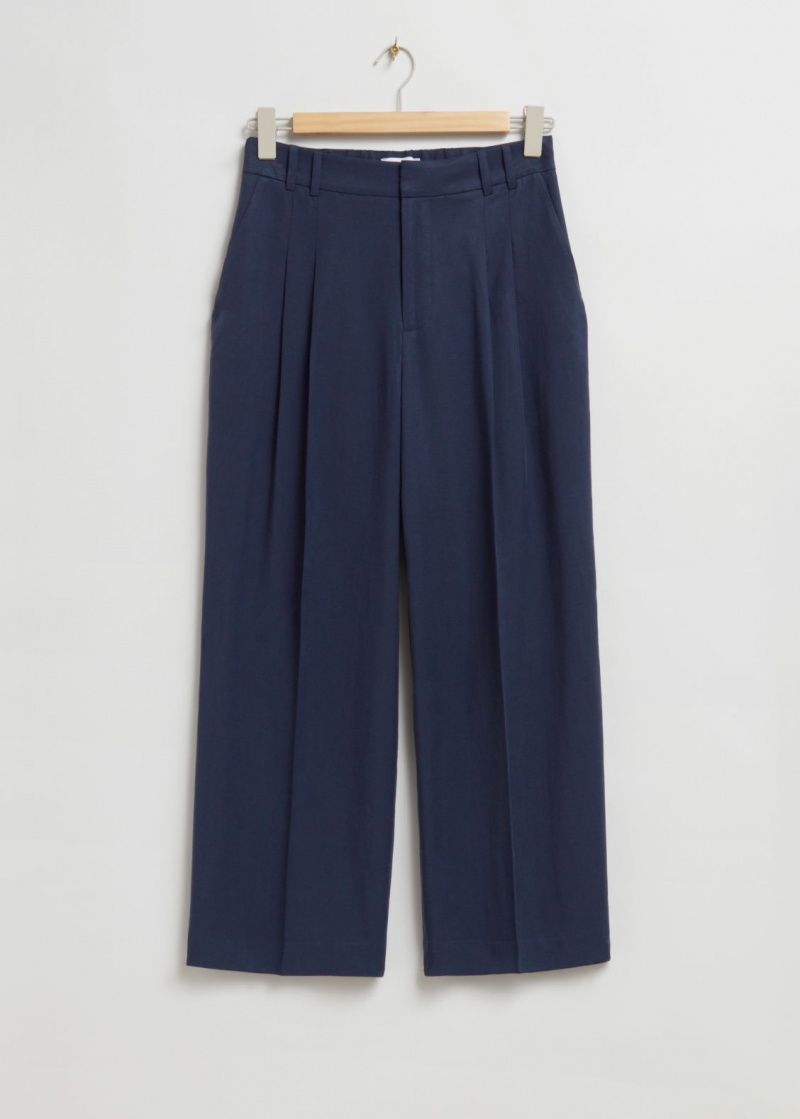 & Other Stories Tailored High Vita Trousers Blu Scuro | NOS-SN114284