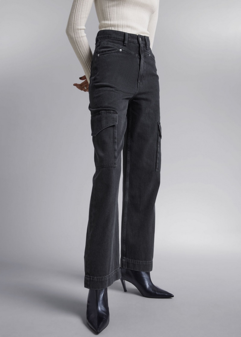 & Other Stories Tapered Cargo-Pocket Jeans Nere | NOS-SN114229