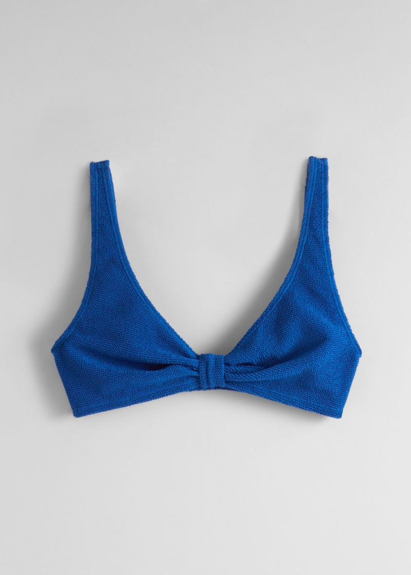 & Other Stories Textured Triangle Bikini Top Blu | NOS-SN114765