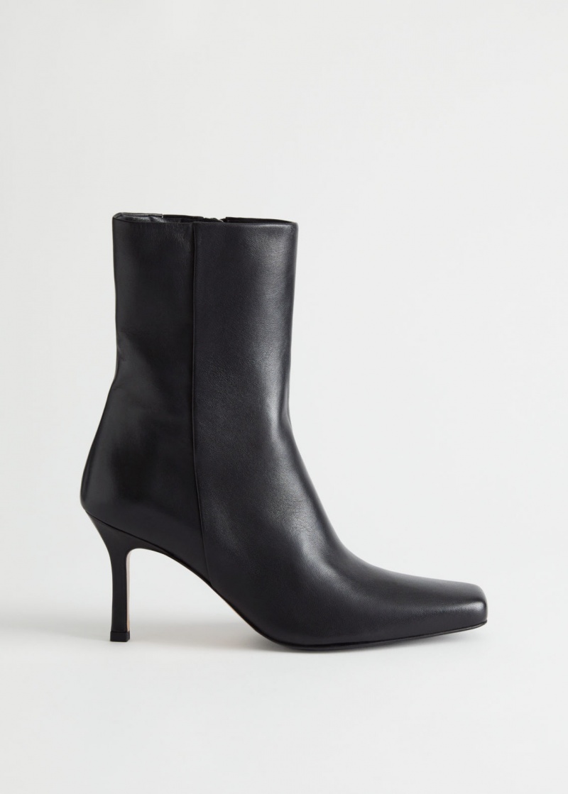 & Other Stories Thin Heel Pelle Boots Nere | NOS-SN114423