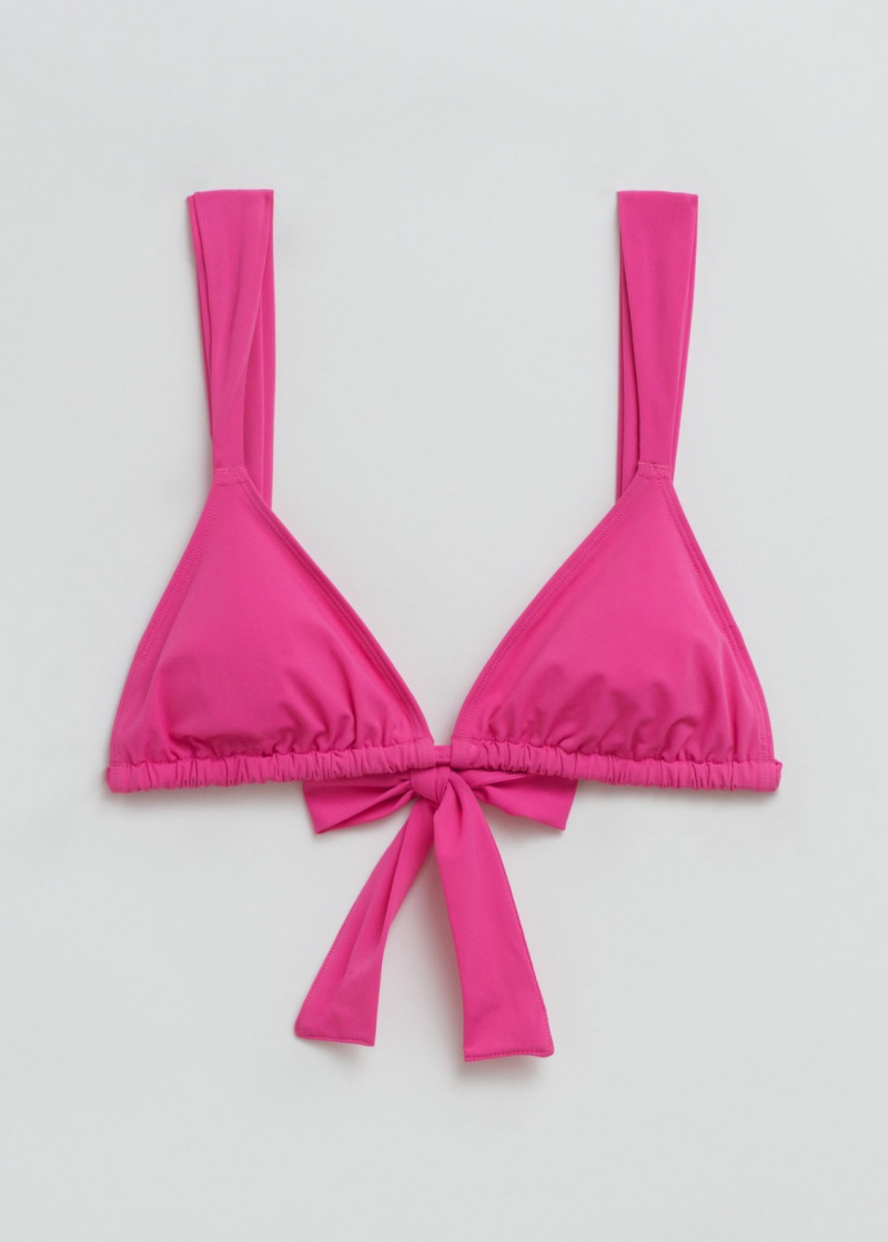 & Other Stories Triangle Bikini Bow Top Fucsia | NOS-SN114760