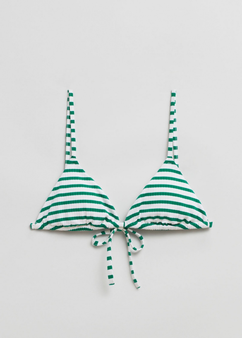 & Other Stories Triangle Bikini Tie Top Verde Acqua Bianche | NOS-SN114756