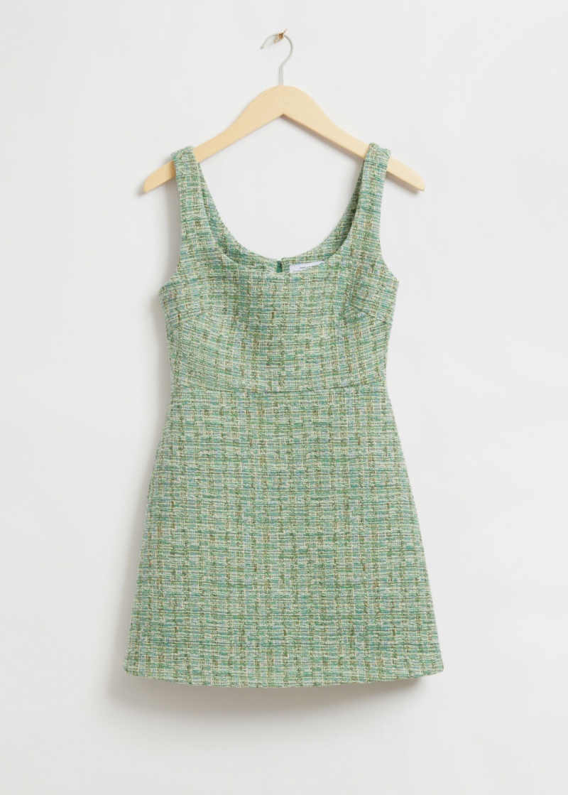 & Other Stories Tweed A-Line Mini Vestito Verdi | NOS-SN113384