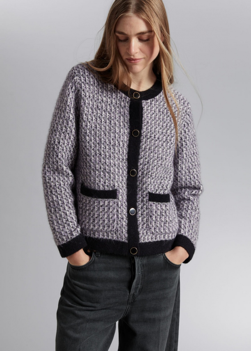 & Other Stories Tweed Cardigan Grigie Nere | NOS-SN113615