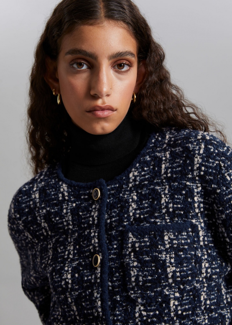 & Other Stories Tweed Jacket Blu Bianche | NOS-SN113746