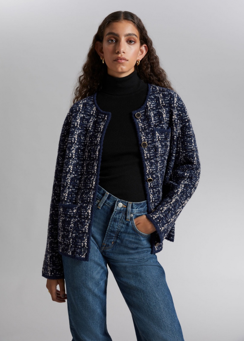 & Other Stories Tweed Jacket Blu Bianche | NOS-SN113746