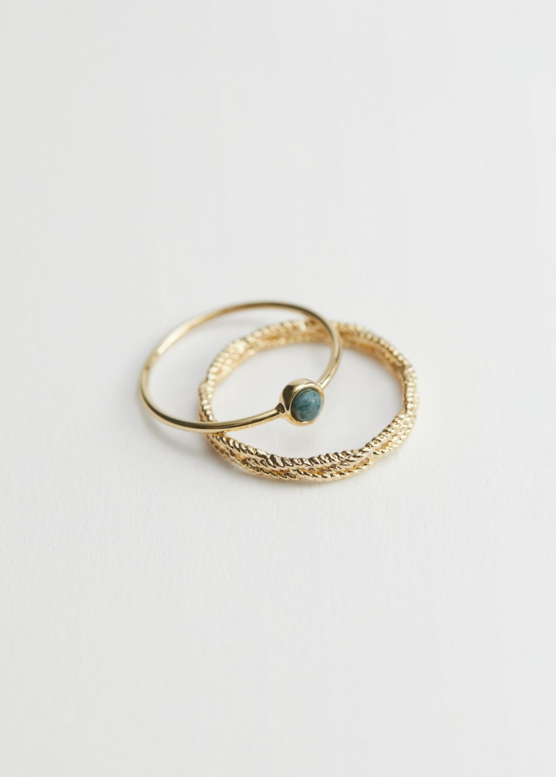 & Other Stories Twist Embossed Ring Set Oro | NOS-SN114709