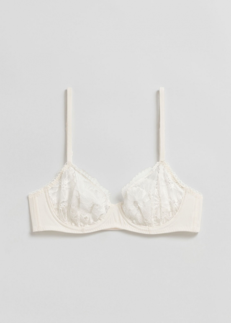 & Other Stories Underwire Poppy Pizzo Bra Bianche | NOS-SN114400