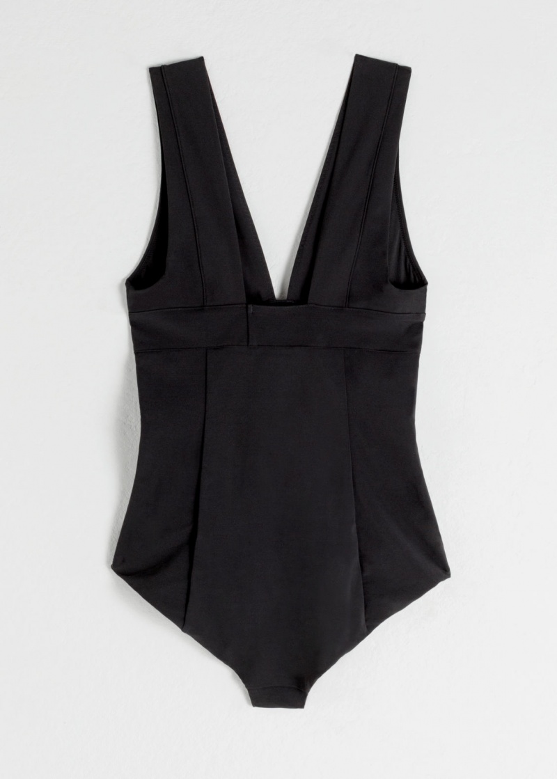 & Other Stories V-Neck Swimsuit Nere | NOS-SN114740