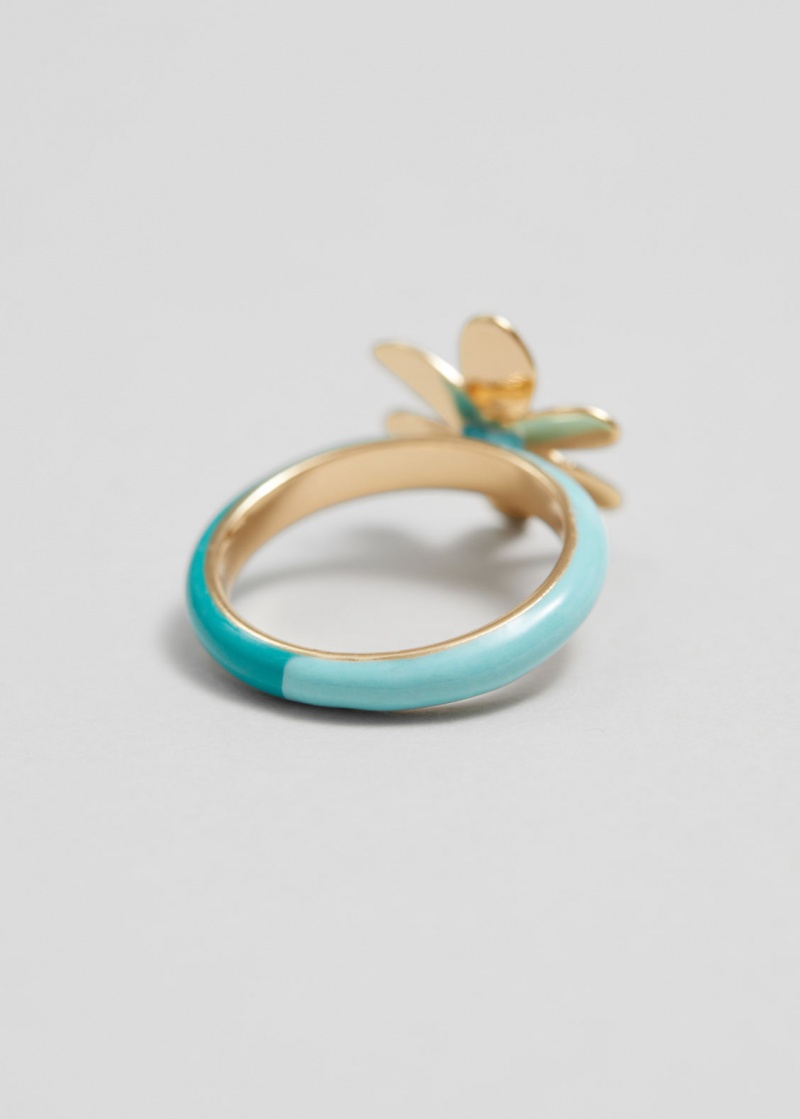 & Other Stories Vibrant Flower Ring Verde Acqua | NOS-SN114711