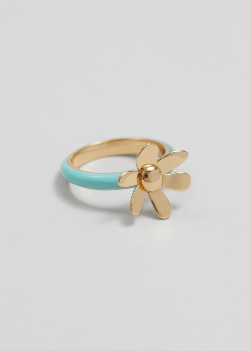 & Other Stories Vibrant Flower Ring Verde Acqua | NOS-SN114711