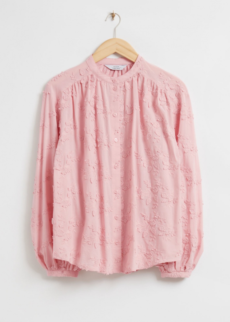 & Other Stories Voluminous Stand-Up Collar Blouse Rosa | NOS-SN113846