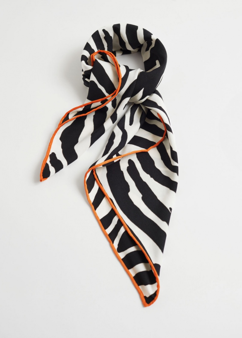 & Other Stories Zebra Print Square Scarf Nere Bianche Arancioni | NOS-SN114650